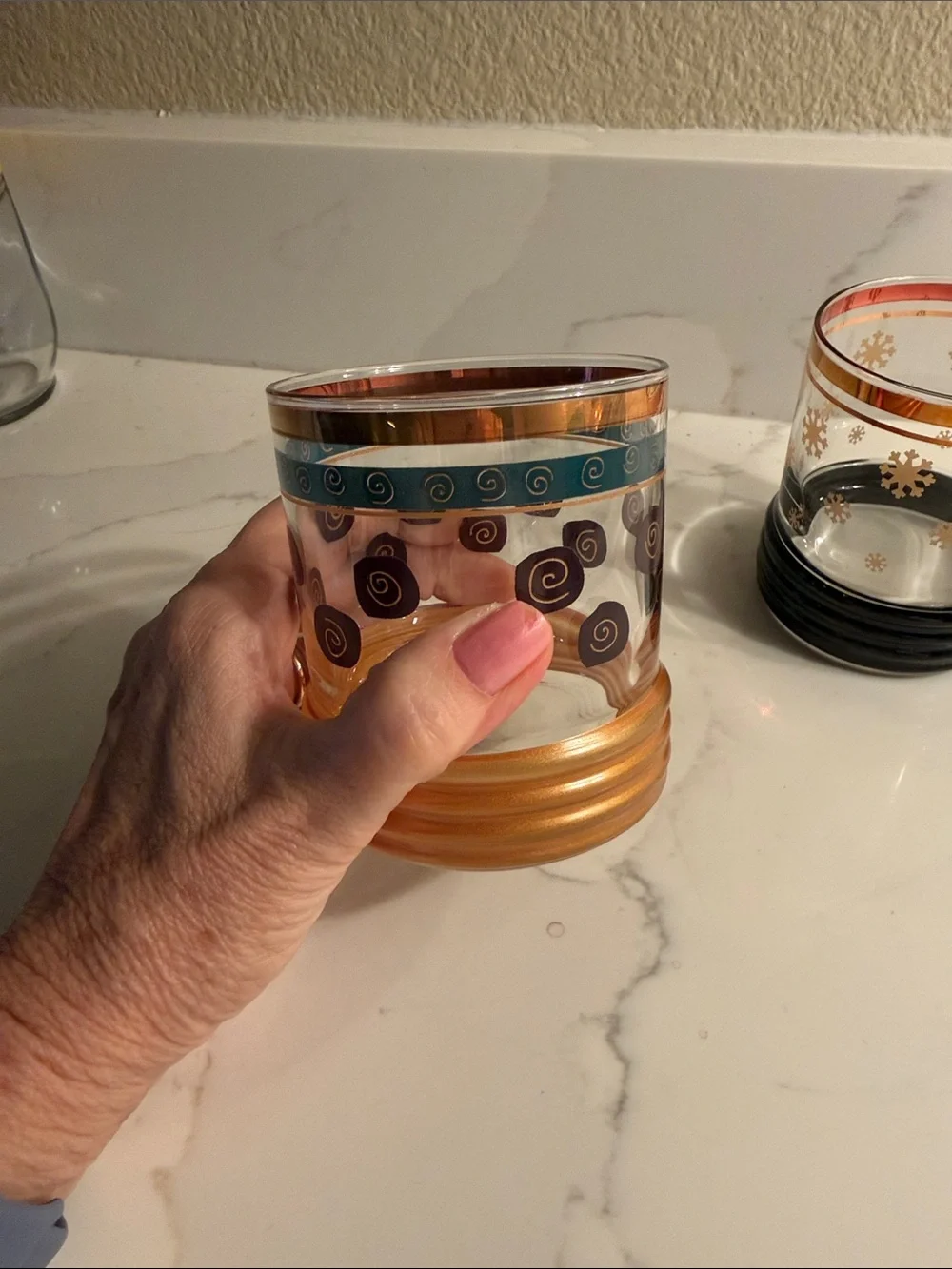 Mid Century Sakura Sango Low Ball Glasses Set of 2